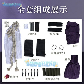 Yuzuriha Cosplay Costume Anime Jigokuraku Wig Kunoichi Outfit Hell's Paradise Sumire Purple Uniform Halloween Party for Women