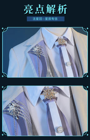 Shusheng-N Love and Deepspace Xavier Cosplay Costume Birthday Outfit Uniform Suit Brooch Halloween Party for Women Men Carnival Props