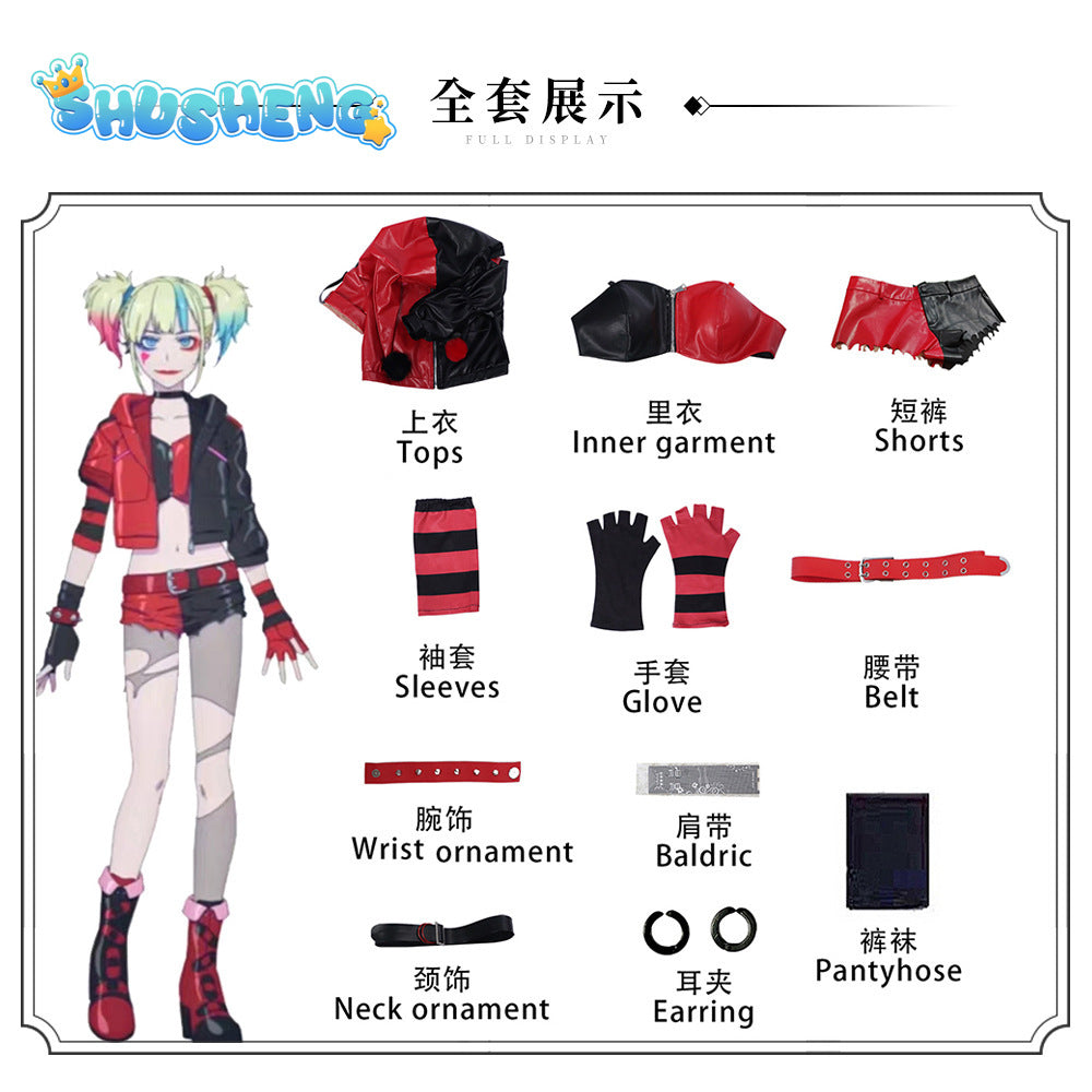 Harley Quinn Cosplay Costume The Joker Carnival Uniform Wig Anime Halloween Costumes Women Game