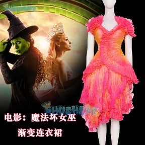 Wicked‌ Cosplay Costume Gradient Dress Uniform Halloween Carnival Party Christmas Play Role Clothes Clothing for Women