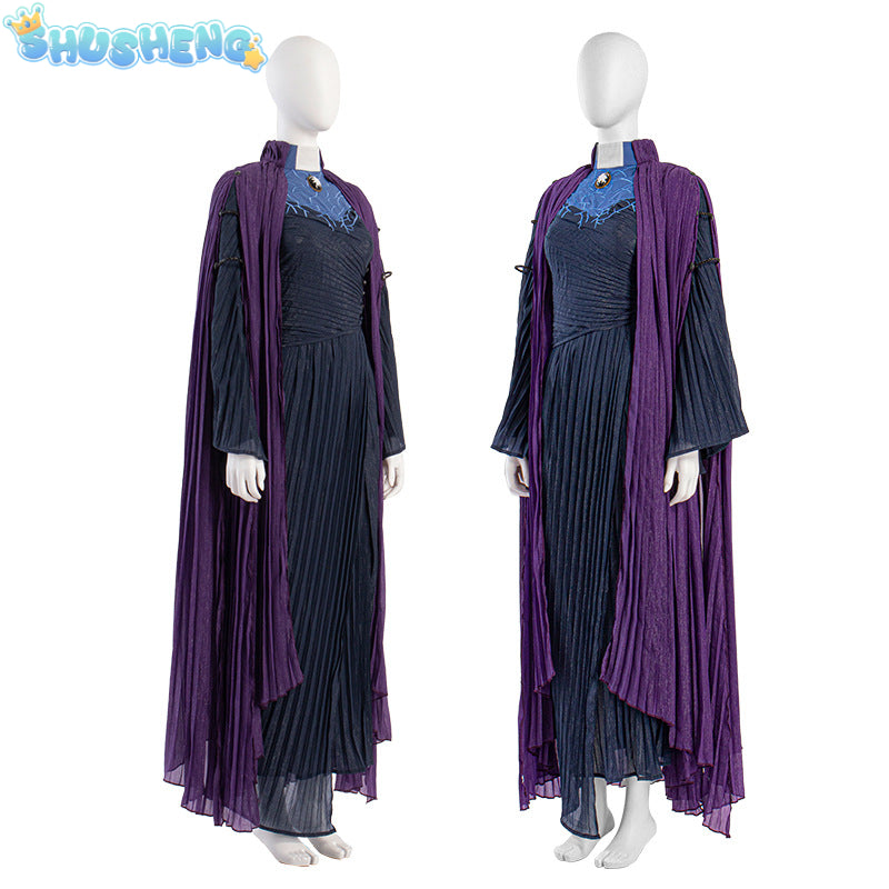 Scarlet Witch Teacher Agatha Harkness Purple Dress Cosplay Costume Halloween Masquerade Carnival Party Outfits for Women