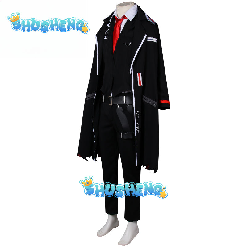 Limbus Company Cosplay Costume Yi Sang Black Hair Long Coat Shirt Pants Uniform Customized Men Women Halloween Party Outfits Wig