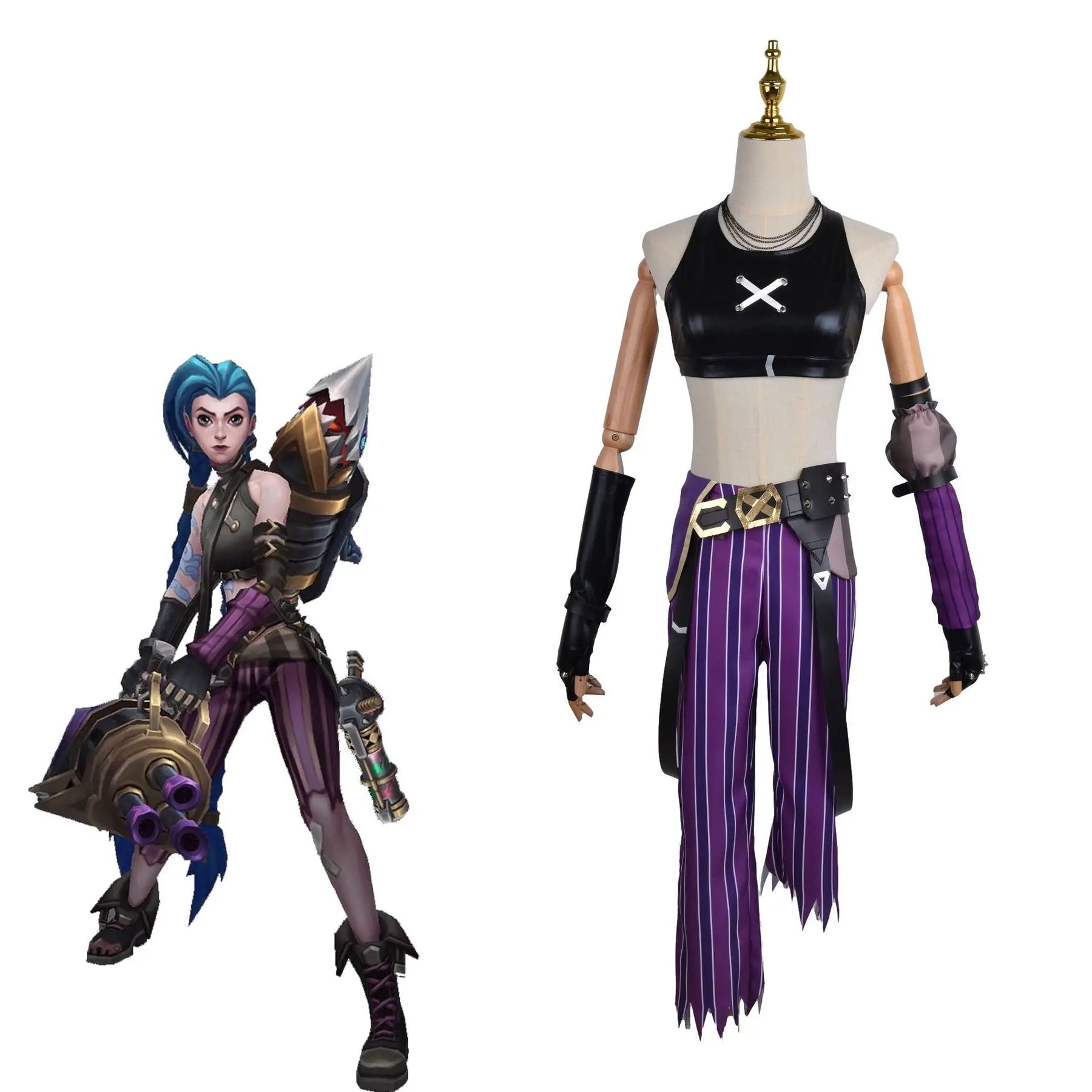 LOL Jinx Arcane Cosplay Costume Loose Cannon Outfit Game Cos Women Explosive Loli Bomb Style Halloween Party Dress Custom