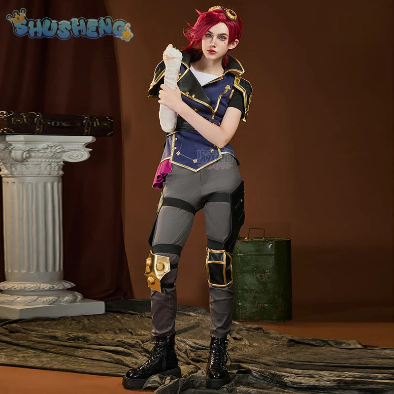 Vi heroine LOL Cosplay Arcane Season 2 costume Party Christmas Fashion Set and Accessories Props Men's and Women's Vi Uniform