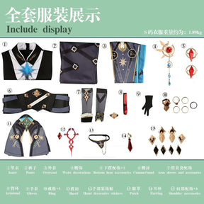 Shusheng-R Game Anaxagoras Honkai: Star Rail Cosplay Costume Halloween Carnival Handsome Coat Gloves Eye Mask Props Wig Men Uniform New Set