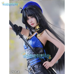 Yangyang cosplay costume wuthering waves game suit little blue hat unirom dress role play Halloween party outfit Women