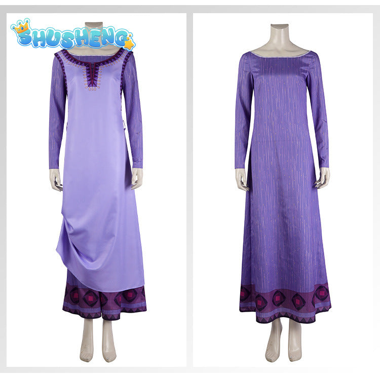 Movie Wish Asha Wish Magnifico Cosplay Costume Asha Disguise Princess Purple Dress Halloween Christmas for Women