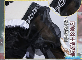 Fiona Gilman Priestess Cosplay Game Identity V Women Costume Black Dress Priestess Crismon Cosplay Wig