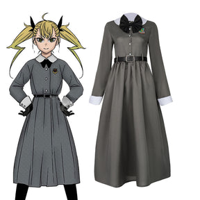 Kikoru Shinomiya Cosplay Costume  Anime Kaiju No. 8 Gray Dress Uniform Headwear Halloween Party Women