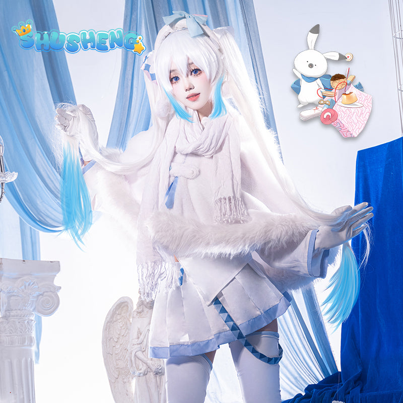 2024 Snow Miku cosplay costume wigs Lolita cute dress hat headwear wig anime Miku Christmas winter snow outfits dress