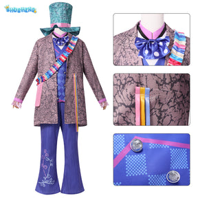 Alice in Wonderland cosplay hat man costume, Mad Hatter movie character play dress-up suit