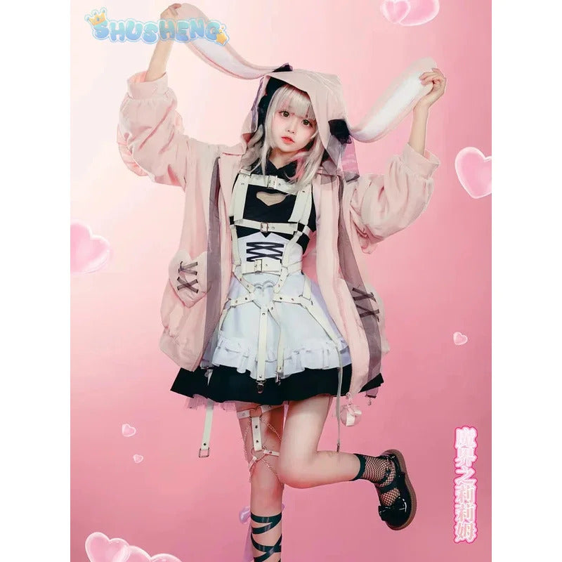 Yumber vtuber makaino ririmu cosplay costumes women cute party suit pink coat dress Halloween carnival uniform custom made