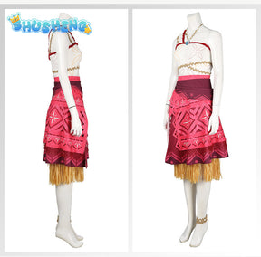 Moana Cosplay Costume Princess Dress Adult Top Skirt Necklace Full Set Female Halloween Carnival Party Moana2 Dress Outfits