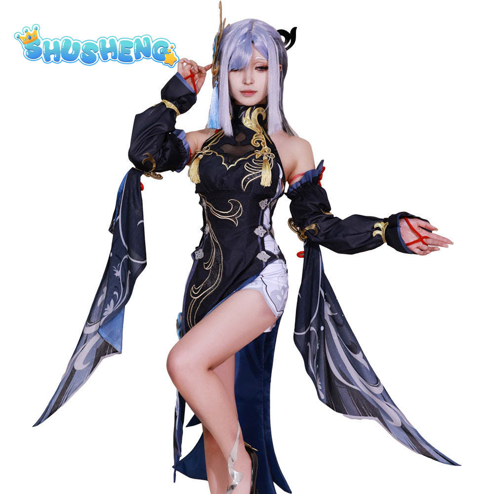 Shenhe Cosplay Costume Shen he Genshin Impact Lantern Rite Wig shoes Anime Halloween Costumes Women Outfit