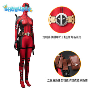 High Quality Lady Dead Cosplay Pool Women Costume Superhero Roleplay Disguise for Female Zentai Jumpsuit Mask Halloween Party