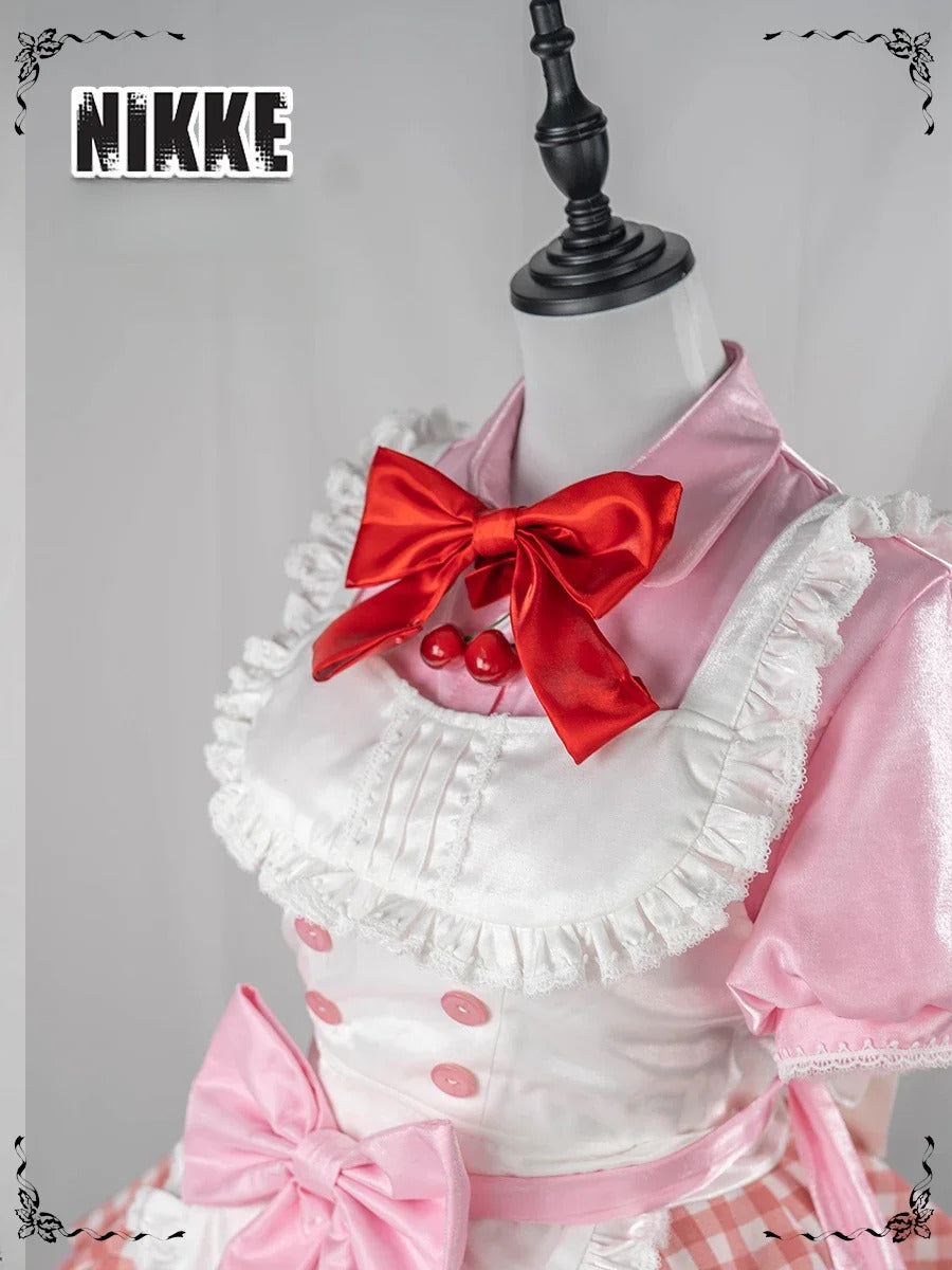 Goddess of Victory: Nikke Kloster Cosplay Kurōsutā Costume Women Pink Halloween Party Lolita Sweet Dress Tie Socks Props Uniform