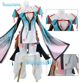 Shusheng wuthering waves Zhezhi cosplay costume wig dress uniform earrings headwear glasses Jinzhou Halloween party women props