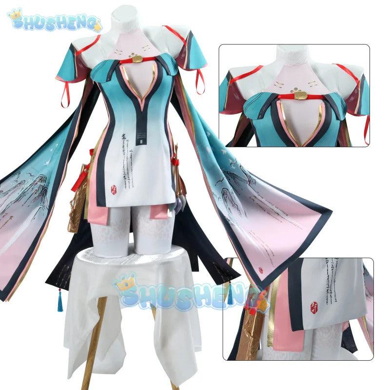 Shusheng wuthering waves Zhezhi cosplay costume wig dress uniform earrings headwear glasses Jinzhou Halloween party women props