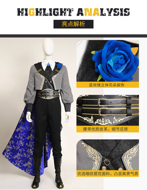 Sephiroth FF14 Game Final Fantasy Cosplay Blue Rose Thorn Night Costume Shoes Accessories props jackets Halloween Party Uniform