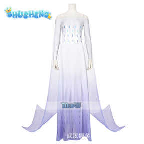 Snow Queen Elsa Dress Princess Cosplay Costume Women Adult Halloween Carnival Party For Girls Long Cloak Fancy Dresses