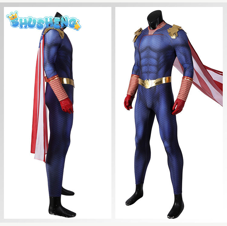 Cospaly The Boys Homelander Superhero Costume Adult Man Halloween Costumes Antony Starr Jumpsuit Cloak Blue Bodysuit new