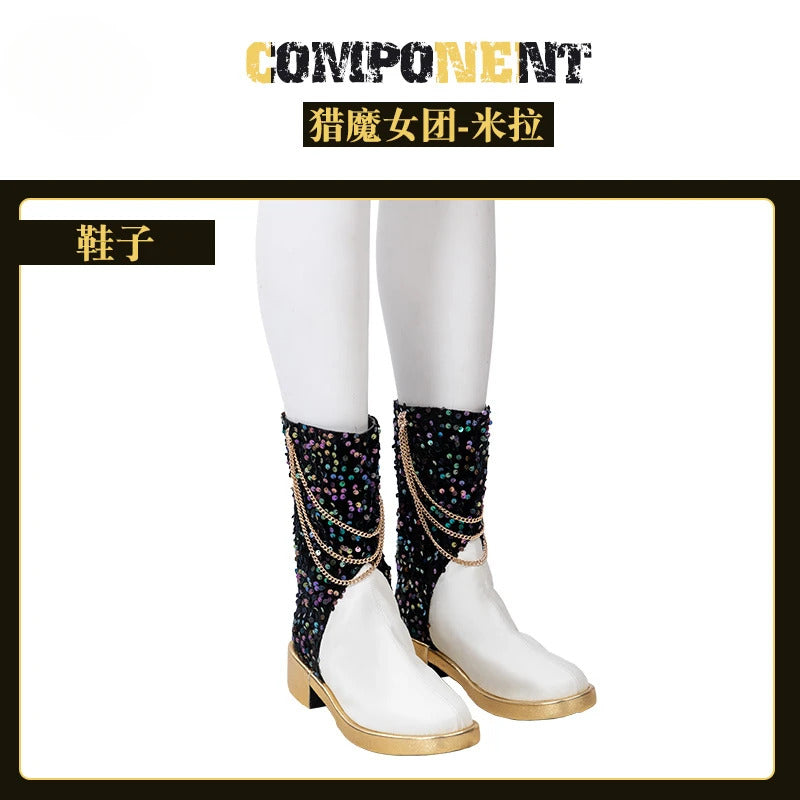Anime KPop Demon Hunters Mira Cosplay Costume Black Gold Stage Outfit Huntrix Uniform Halloween Party Women Girls Carnival