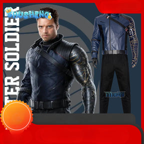 The Falcon and the Winter Soldier Bucky Barnes Cosplay Costume Outfit Coat+Pant Halloween Carnival Suit