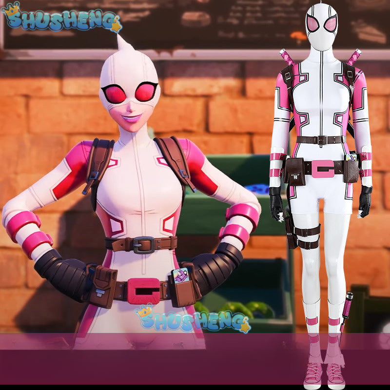 Hero Catcher High Quality Gwenpool Costume Pink Gwenpool Suit Spandex Suit Zentai Cosplay Costume Gwen Pool Costume