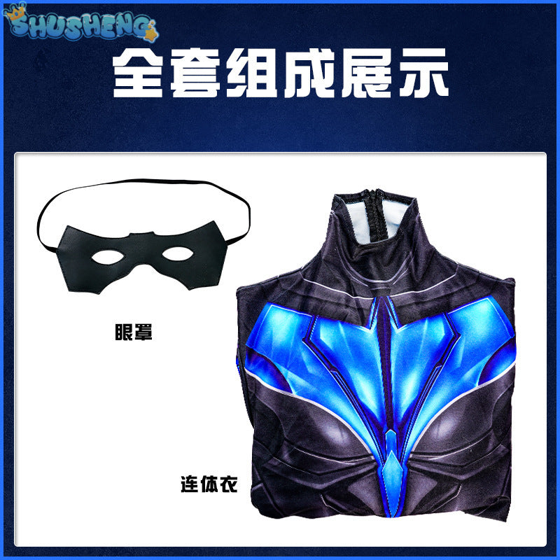 Superhero Nightwing Men Cosplay Zentai Bodysuit Dick Grayson Jumpsuit Costume Halloween Party Cosplay Catsuit Spandex