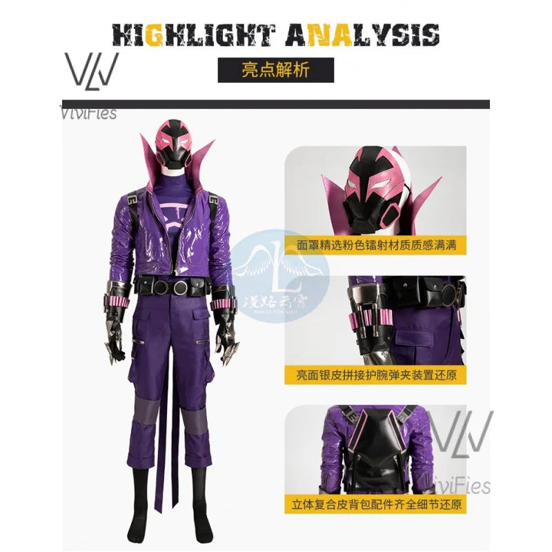 Movie Super Hero Cos Prowler Cosplay Costume Outfits Fantasy Top Pants Sets Halloween Carnival Suit Accessories For Men Roleplay