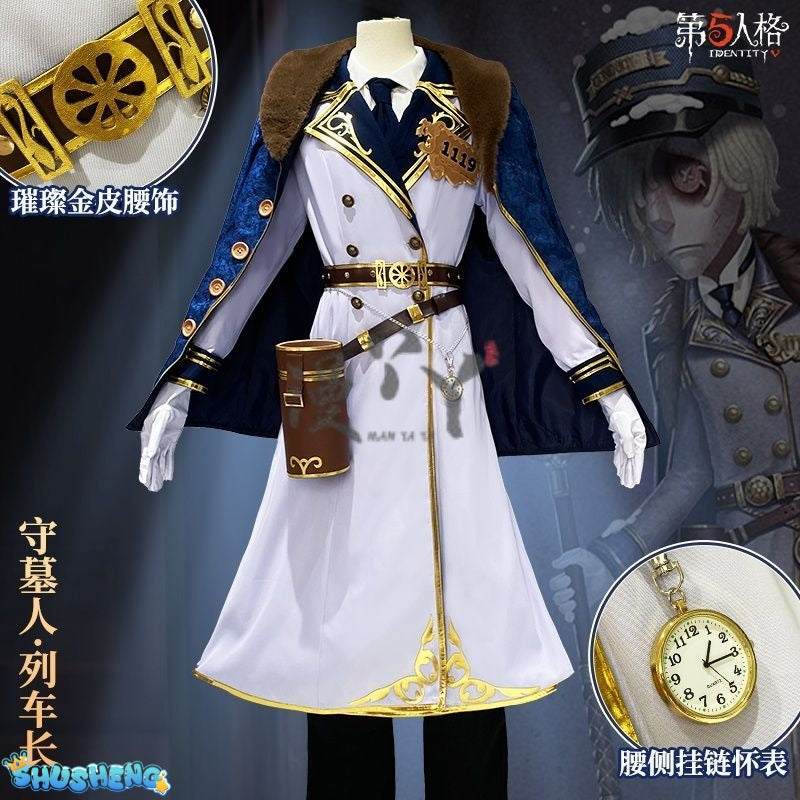 Identity V Andrew Kreiss Grave Keeper Conductor Game Suit Gorgeous Cosplay Costume Halloween Party Role Play Outfit