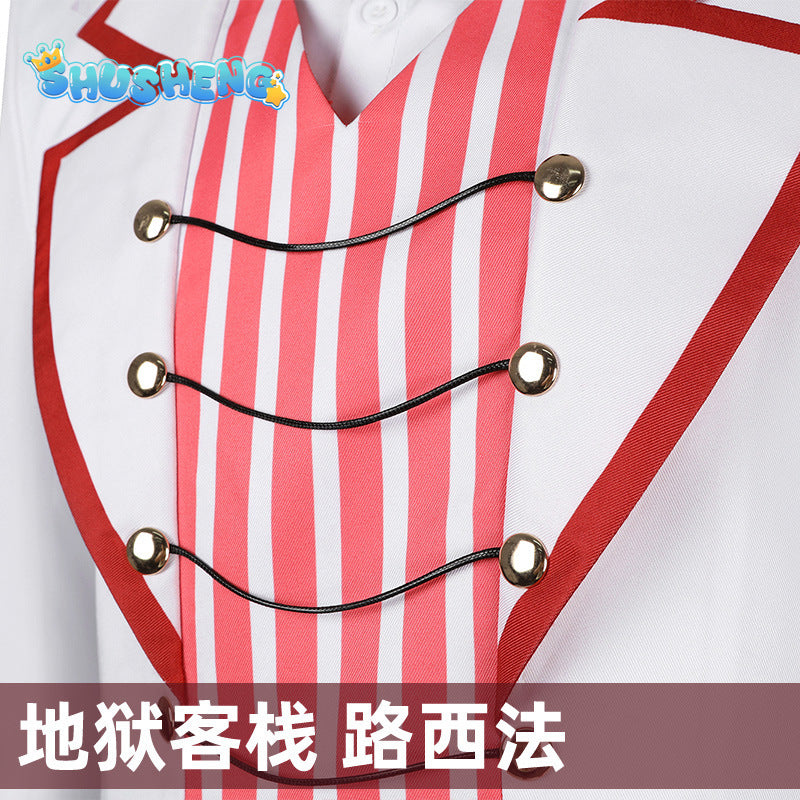 Anime Hazbin Cosplay Hotel Alastor Cosplay Costume Red Uniform Radio Demon Role Play Halloween Carnival Party Outfit