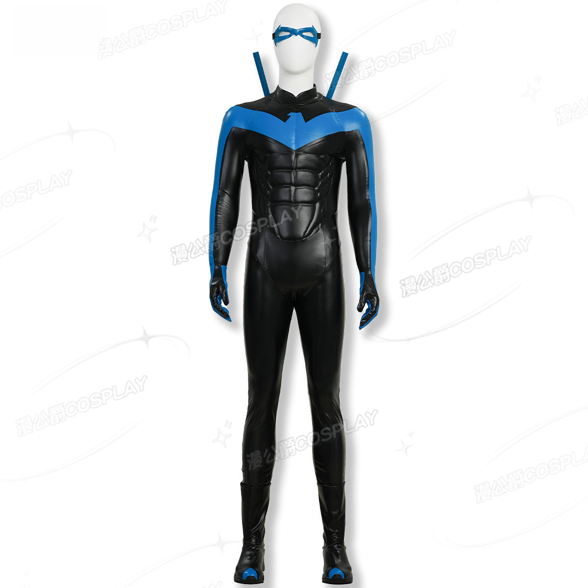 Shusheng-R Nightwing Dick Grayson Cosplay Costume 3D Jumpsuit Catsuit Zentai Man Halloween Party Bodysuit Shoes