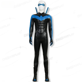 Shusheng-R Nightwing Dick Grayson Cosplay Costume 3D Jumpsuit Catsuit Zentai Man Halloween Party Bodysuit Shoes
