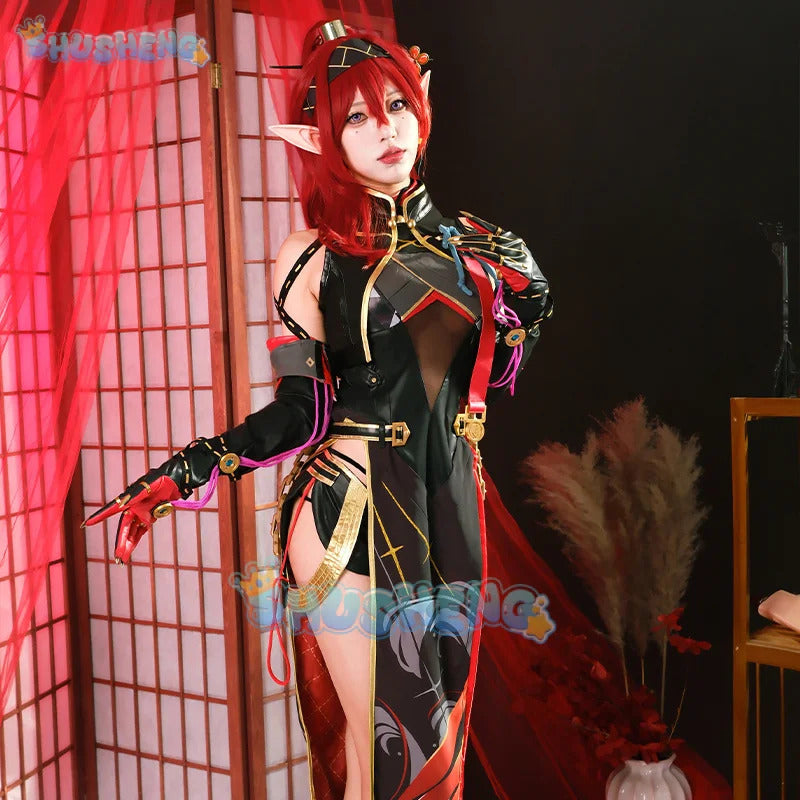 Shusheng Game Wuthering Waves Yinlin Cosplay Costume Jinzhou Patroller Yinlin Women Cheongsam Uniform Halloween Party Outfit