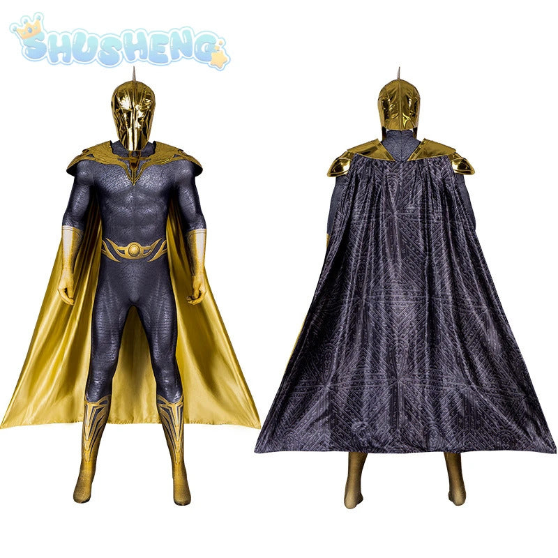 Movie Black Adam Cosplay Teth-Adam Costume Doctor Cos Fate Jumpsuit Headwear Cloak Halloween Party Men Combat Uniform Set