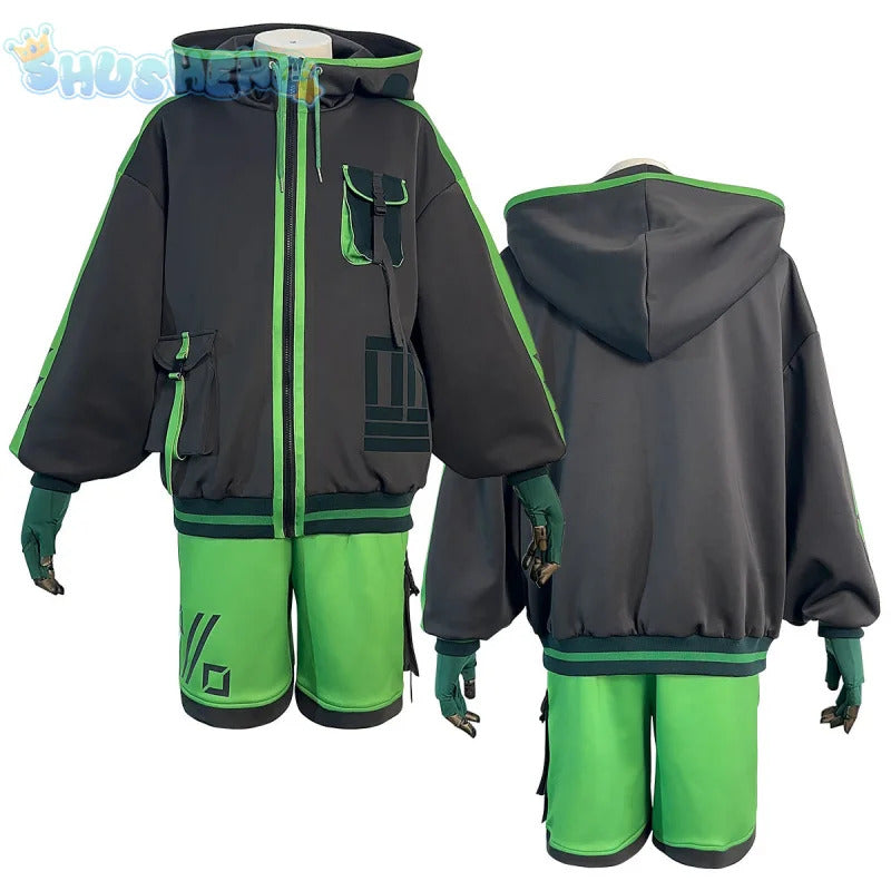 Mob Psycho 100 Cosplay Kageyama Shigeo Costume Handsome long sleeved hooded jacket pants wig Halloween party uniform Man set