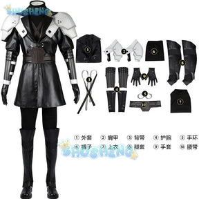 FF 7 Young Sephiroth Cosplay Costume Male Fantasy Teenage Sephiroth Battle Suit Outfit Full Set and Individual Items Are Sold