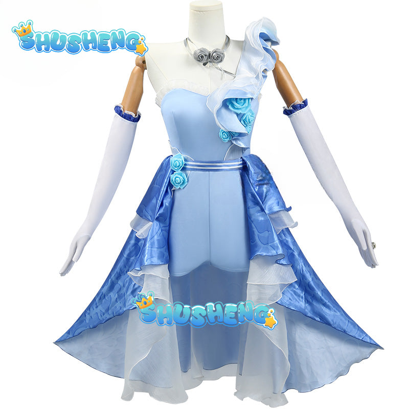 Bartender Cosplay Identity V Demi Bourbon Costume the Rose Wonderful blue one-piece Fashion Female Dress