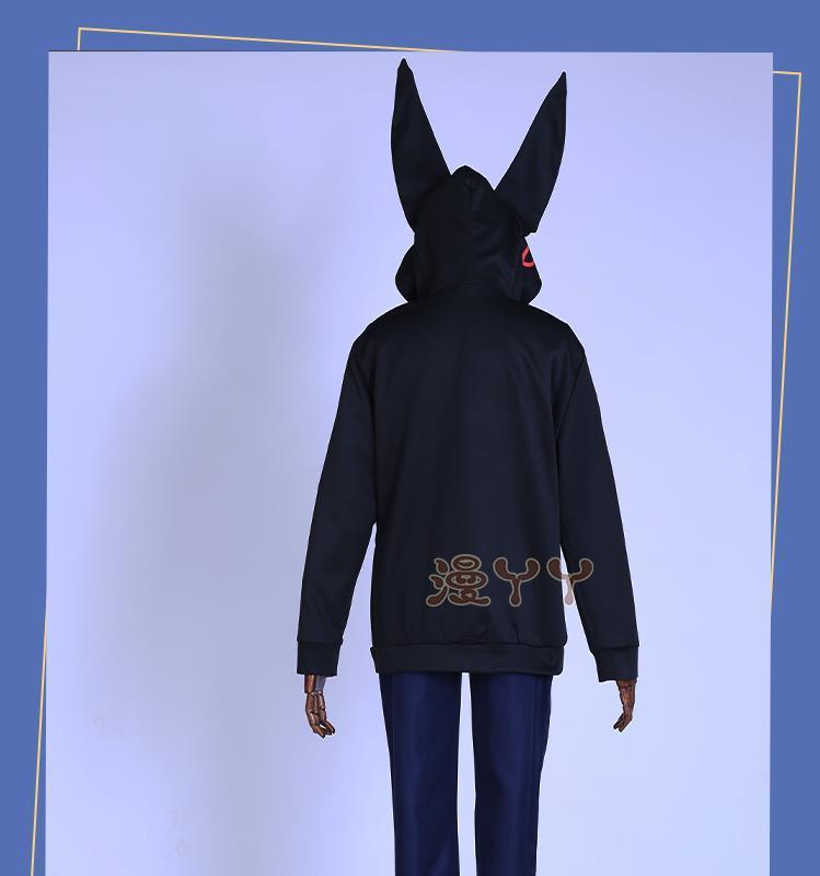 Anime Kurabe Teruto Build Divide Cosplay Costume Black Coat With Long Ear Zip Hoodies Halloween Suit