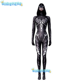 Woman Girls Halloween Black Raimi Spidercosplay Costume Venom Symbiote Suit Zentai Bodysuit Adults Party Jumpsuits