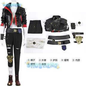Arcang2 lol VI cosplay costume leather coat men women uniform suit Halloween party Carnival role play outfits Shusheng