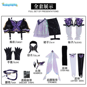 New Honor Of Kings A Ke Cosplay Costume Tops Skirt Sleeves Set For Game Party Custom Made