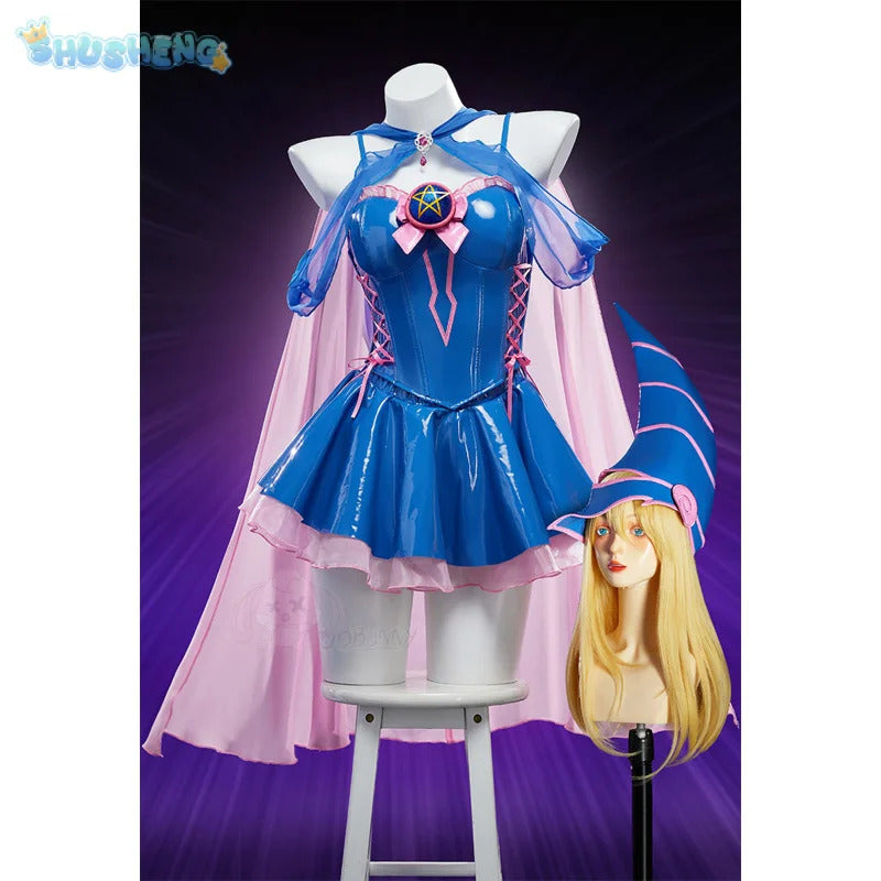 Black Magician Girl BMG Cosplay Dark Magician Girl DMG Costume Sweet leather top skirt headwear prop set Halloween women uniform