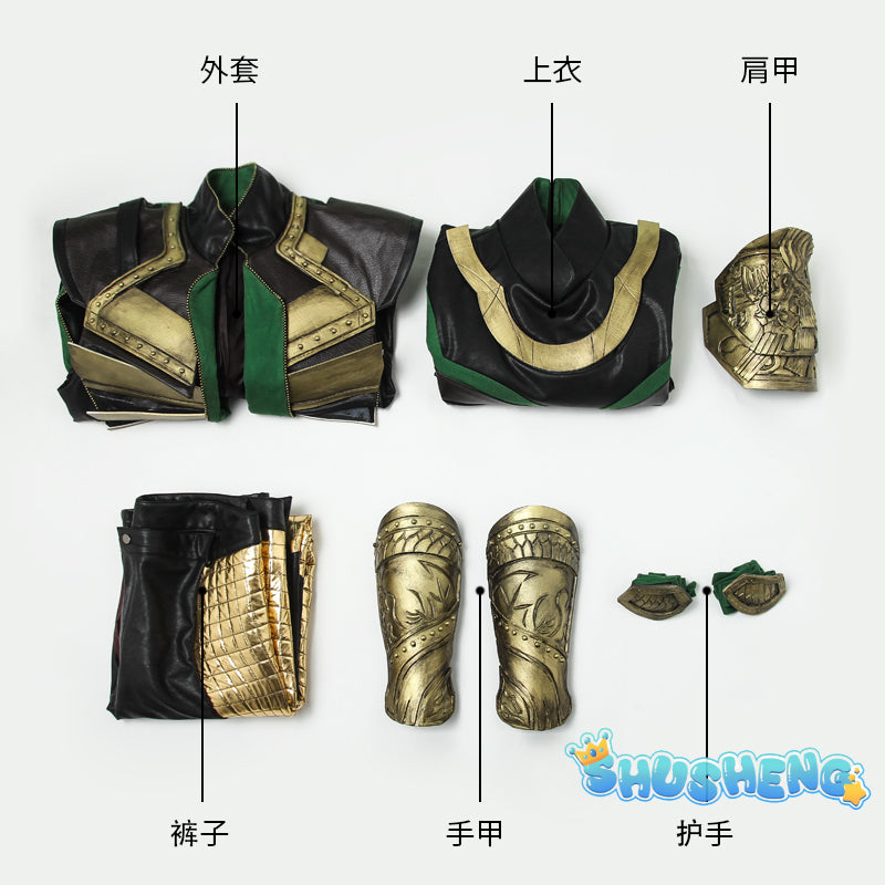 Film Thor：The Dark World Cosplay Loki Odison  Full set of handsome black armor men's uniform