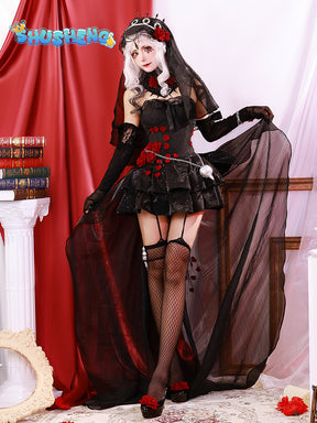 Identity V Ada Mesmer Psychologist Cosplay Night Skin Black Gothic Rose Women Lolita Dress Anime Cospaly Party Suit