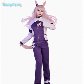 Shusheng-R Oguri Cap Anime Uma Musume Cinderella Gray Cosplay Costume Wig Sportswear Headwear Tail Halloween Party Women Girls casual set