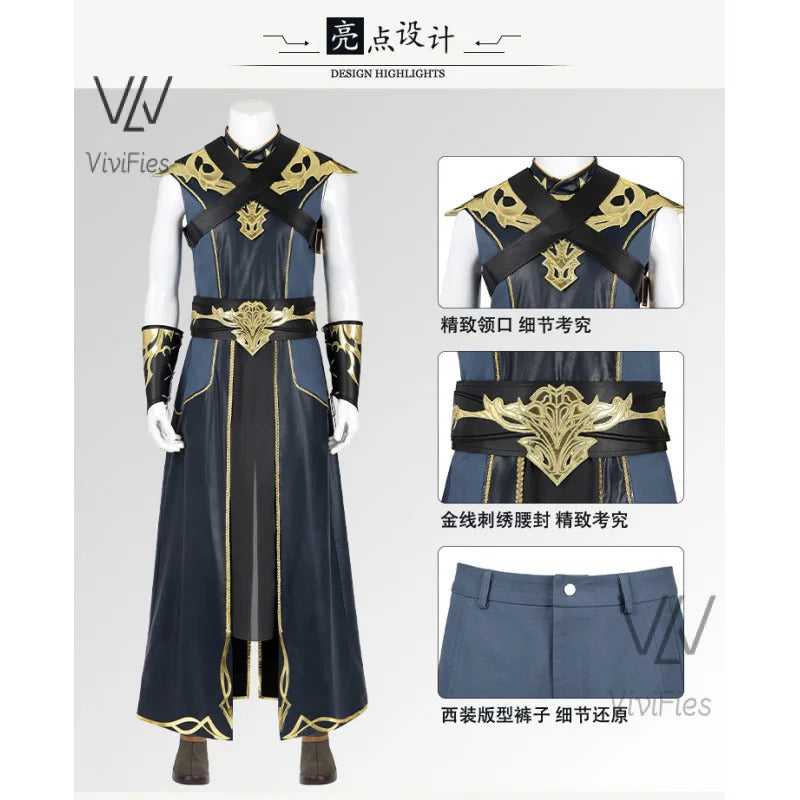 The Dark Urge Cosplay Costume BG3 Male White Dragonborn and a Sorcerer Outfits Shoes Full Set Halloween Carnival Party Clothing