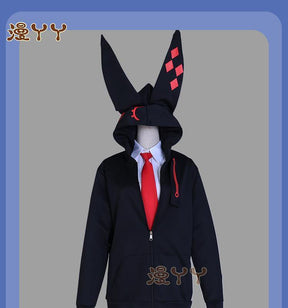 Anime Kurabe Teruto Build Divide Cosplay Costume Black Coat With Long Ear Zip Hoodies Halloween Suit