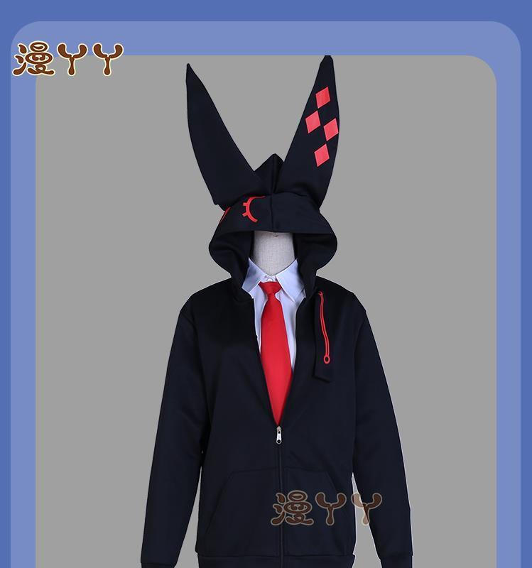 Anime Kurabe Teruto Build Divide Cosplay Costume Black Coat With Long Ear Zip Hoodies Halloween Suit
